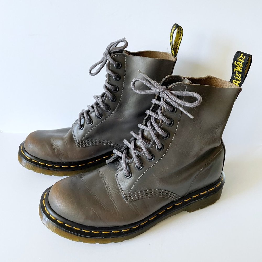 Dr. Martens Gray Ankle Booties with Iconic Design